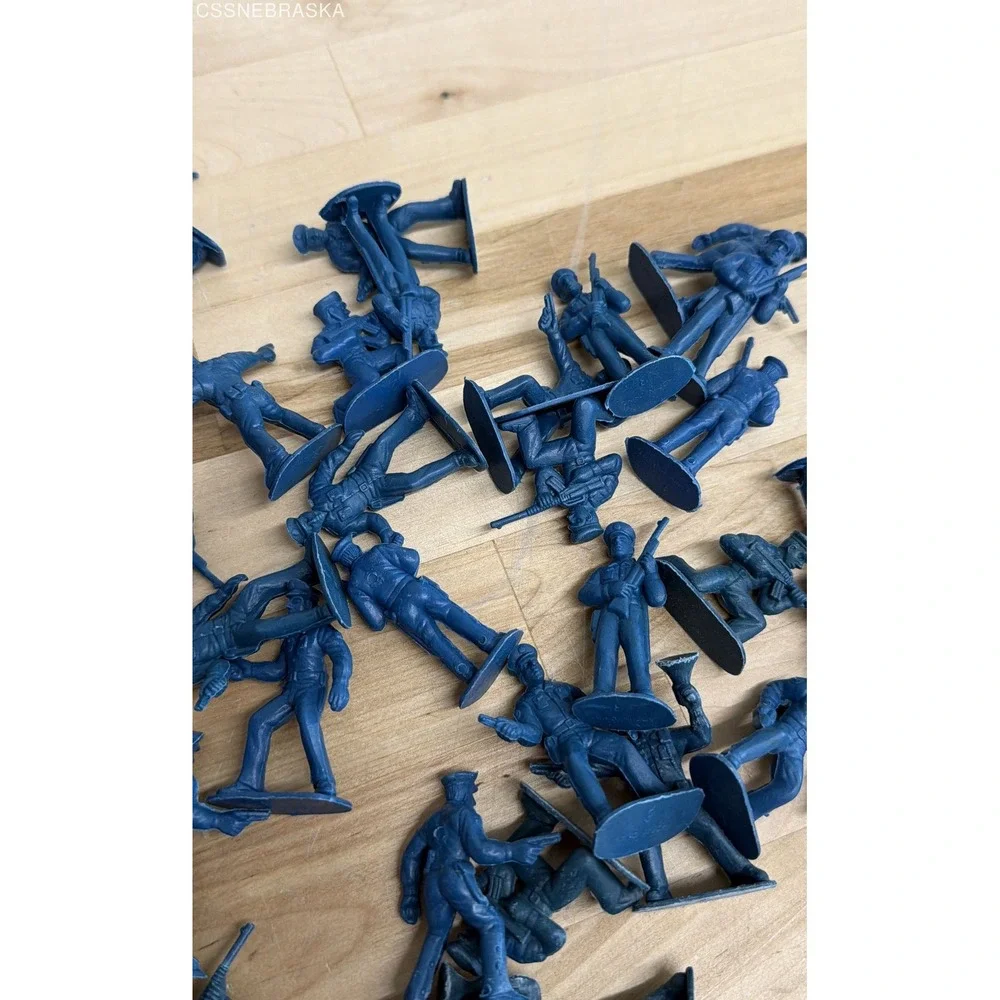 Vintage Blue Plastic Toy Soldiers Lot 46 Marx MPC Style Civil War Army Men